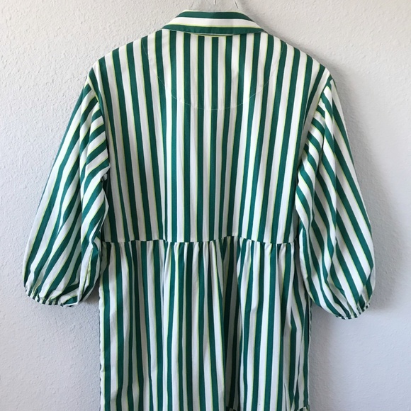 Maeve Anthropologie The Bettina Size S Tiered Striped Cotton Midi Shirt Dress - Picture 5 of 11